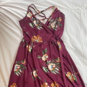 Maroon Floral Maxi Dress